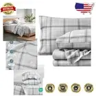 Plush Flannel Sheet Set - Full Tartan Plaid with Pillowcases - Machine Washable