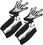 [OATIPHO] 2 Pairs Skeleton Gloves Gloves Long Halloween Scary Gloves Day Realistic Knits Clothing Men Skeleton Costume Accessory Skull Mask Halloween Full Finger The Witch Banquet