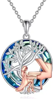 Tree of Life Piano Necklace Sterling Silver Crystal Jewelry Gifts for Women Her
