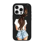 iPhone 16 Pro Impact Ring Stand Case MagSafe Compatible Solitude Brunette (Girl in Jean Shorts Fashion Illustration Case)