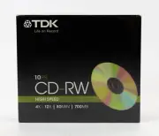 10 Pack TDK CD-RW 700MB Rewritable Compact Discs 80 Minute High Speed New Sealed