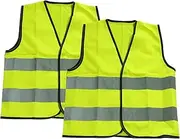 SagaSave 2 Pcs Children's Safety Vest, High Visibility Yellow Reflective Jacket for Kids, Teenagers (40 * 50CM)