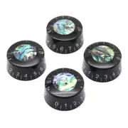 4Pcs Acrylic Guitar Knobs Speed Volume Tone Control Knobs Black Abalone Round