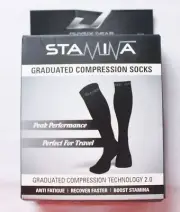 Stamina Men's Solid Graduated Compression Socks HT3 Black Size: L/XL NWT