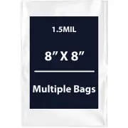 1.5Mil 8" X 8" | LDPE Clear Flat Poly Bags, Flexible & Durable | Multiple Bags