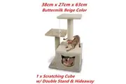 Beige Cat Scratching Tower Toy Tree Hideaway House Post Sisal Pole Scratcher Platform