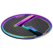 NEO CHROME OVER BLACK CARBON FIBER K LARGE EMBLEM BADGE FOR TRUNK HOOD FOR KIA (for: Kia)