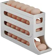 Rolling Egg Dispenser - 4 Tiers Egg Holder For Fridge | Egg Keeper For Refrigerator | Slide Egg Dispenser for 24 Eggs | Auto Rolling Egg Egg Holder