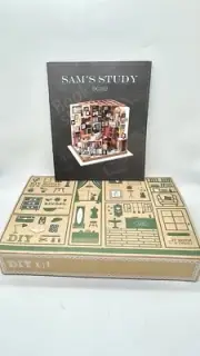 Robotime Sam’s Study DIY Miniature House Kit DG102, Build Your Own Library