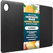Wooden Cutting Board for Kitchen - Large Composite Wood Cutting Boards Dishwasher - Thin, BPA Free & Eco-Friendly Chopping Board (14.5 x 11.25 Inch, Slate Black)
