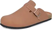 [ZUSERIS] Clog Men's Mules Women's Slippers Unisex Cork Footbed Garden Shoes Women Closed Slides Adjustable Slippers, Light Brown, 43 EU