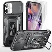 [BEENTRYS] Case for Samsung Galaxy Z Fold6 Case with 2X Screen Protector,Magnetic Ring Holder Kickstand Slide Camera Heavy Duty Shockproof Protective Cover for Samsung Galaxy Z Fold6-Black