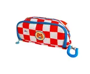 Stationery Box Dust-proof Easy Access Thick Checkerboard Pattern Pencil Pouch School Supplies -Dark Orange