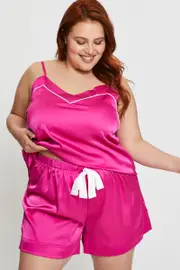H Pink Piping Pj Cami Pyjama Set