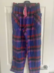 Peter Alexander Ladies Flannelette Pyjama Pants Purple Check Medium