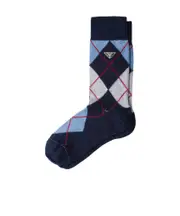 Prada Triangle-Logo Checked Socks II,IT2,One size,III,IT1 Navy