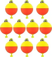 Small Bobbers for Fishing, 10 Pack Fishing Foam Floats, EVA Foam Oval Shape, Push Button Buoys, Angler Supplies for Freshwater Beginners