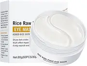 TiaoBug 60Pcs Rice Puree Eye Mask Smooth Soft Texture for Women Girls Deep Hydration Nourishing 80g Facial Care Under Eye for Dry Skin White One Size