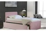 Istyle Selina King Single Trundle Storage Bed Frame Velvet Pink