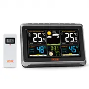 VEVOR Weather Station Indoor Outdoor, Large Color Display, Wireless Digital Home Weather Station, with Sensor Atomic Clock Adjustable Backlight Foreca