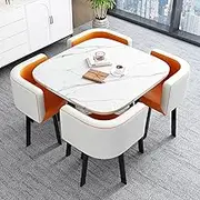 Reception Negotiation Table Set with 4 Chairs - Office Reception Table and Chair Set for Small Conference Room, Coffee Kitchen Dining Table Set for Office Club Room(Square7)