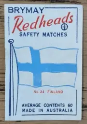 1957 Brymay Redheads Unused Label Flags Around the World #24 Finland NM.
