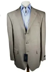 Luigi Bianchi Lubiam Suit 42R Greyish Beige Broken Stripes 3-button Wool Tessilo