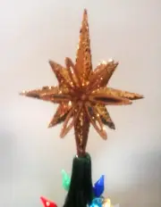 Large North Star 4" Topper for Ceramic Christmas Tree W/ Gold Glitter Beautiful