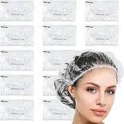 Disposable Shower Caps 100Pcs - Individually Wrapped Shower caps Large&Thick Waterproof Clear Plastic Elastic Hair Bath Caps For for Women Spa Home Hotel Hair Salon Portable Travel