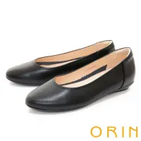 在飛比找momo購物網優惠-【ORIN】百搭素面真皮 女 平底鞋(黑色)