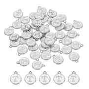 Alphabet T Enamel Letter Charm Enamel Initial Charm White 50 Pcs