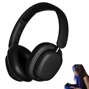 Wireless Headphones Bluetooth 5.3 Overhead Headset 3D Stereo Built In Microphone-Black
