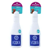 2x Paws & Claws Pet/Dog 31x10cm Vodka Bottle Shop Soft Plush w/ Squeaker Toy WHT