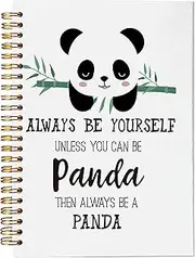 VNWEK Cute Panda Always Be Yourself Unless You Can Be a Spiral Notebook Journal 5.5 x 8.3 inches,Panda Lover Gifts Themed Lined Hardcover Spiral Notebook