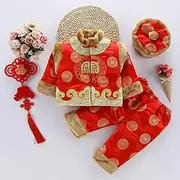 [JIMINISO] Winter Hanfu Cotton Fur Collar Tang Suit Thick Hanfu Chinese Style Jacket Pants Hat Clothes