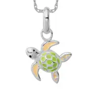 925 sterling silver multi-color turtle necklace