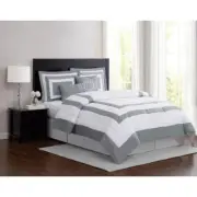 London Fog White Gray Raynes Hotel 5 Pc King Comforter Set