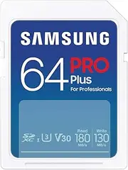 Samsung PRO Plus SD Card, 64GB SDXC, UHS-1, U3, MB-SD64S-IT/EC