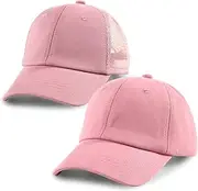 [SONMONY] 2-Pack Toddler Baseball Hats for Kids Girls Soft Cotton Mesh Back Trucker Hats Adjustable Toddler Hats for Girls Boys, Pink, One Size