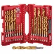 MILWAUKEE 2-13MM METRIC 1/4-HEX QUICK-CHANGE HSS-TIN JOBBER DRILL BIT SET - RED-