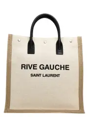 [Saint Laurent] Saint Laurent-Rive Gauche North/South Tote Bianco/Nero-Uomo OS White/Black
