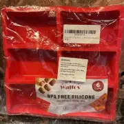 Mini Silicone Brownie or Loaf Pan 6-Cavity, Non-Stick, BPA-Free Walfos Red