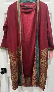 Pakistani 4 Piece Suit Embroidered Silk Blend Limelight Size L