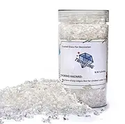 High Luster Fire Glass Gravel Stone Glitter,Broken Glass,Fire Gems Chips,Crushed Glass for Fire Pit Crafts Resin Art Aquarium Garden Decoration,3-6mm,1-Pound Jar (Crystal/Transparent)