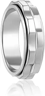 [Generic] Rotatable gear decompression titanium steel ring for men and women, Two Gear Ring High Polish Ring