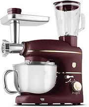 [Berlinger Haus] Kitchen Aid/Machine /1500W/5,5L stainless steel bowl/6 speed levels with pulse function/1,5L glass blender jar with plastic lid (mixer)/Matt Bordeaux/Leonardo Collection
