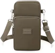 Gincci Small Crossbody Bag Cell Phone Bag Shoulder Strap Wallet Pouch Bag Moblie Phone Mini Sports Arm Bag Casual Purse (Coffee)