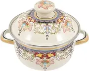 ABOOFAN Enamel Stew Pot with Lid Cooking Pot for Home Camping Premium Enamel Stockpot with Heat Resistant Handles for Soup Stews Suitable for Gas Induction Cookers