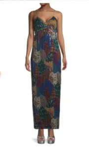 M Missoni Patchwork Sequin Column Gown Dress NWT
