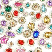 50 PCS Sew on Rhinestones Mixed Shapes Glass Mix Colors Rhinestones Sew on Crystal Gems Mental Flatback with Silver Claw for Jewelry Crafts Clothes DIY Craft Shoes Dress Jewelry Making